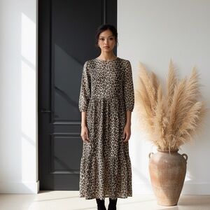 Zara Animal Print Long Sleeve Dress